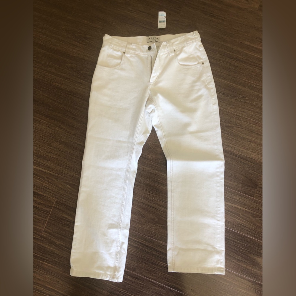 Mayle white straight leg jean
